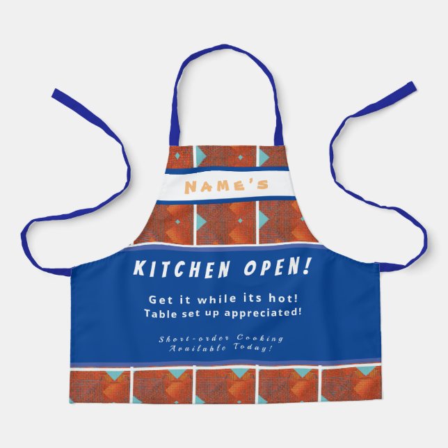 Personalised  Kitchen Open + 3Comments Fun  Apron (Front)