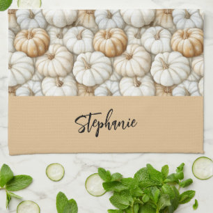 Personalised Kitchen Pumpkins Tea Towel