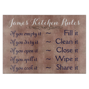 Personalised Kitchen Rules Cutting Board