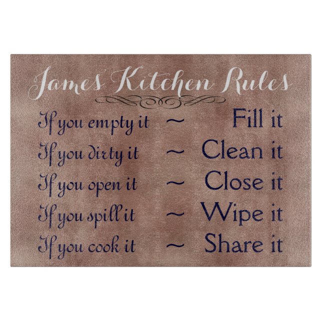 Personalised Kitchen Rules Cutting Board (Front)