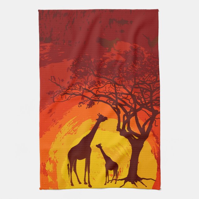Personalised Kitchen Towel African Safari Giraffe (Vertical)
