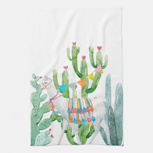 Personalised Kitchen Towel Boho Llama Bohemian Cac (Vertical)