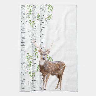 Personalised Kitchen Towel Deer Doe Buck Forest Wo