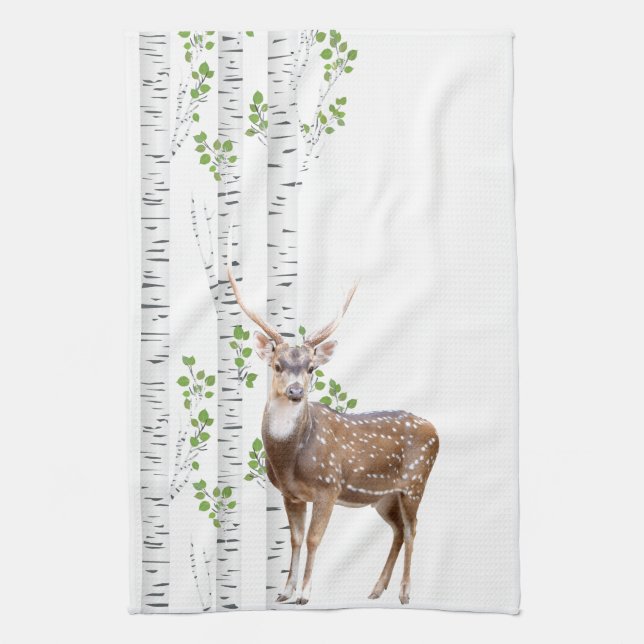 Personalised Kitchen Towel Deer Doe Buck Forest Wo (Vertical)