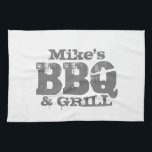 Personalised kitchen towel for BBQ party<br><div class="desc">Personalised kitchen towel for BBQ King / grill master. Vintage typography template design for outdoor cooking party. Make your own barbecue towel for chef dad,  father,  uncle,  grandpa,  husband,  brother,  men etc. Customisable colours. Cute fathers day gift idea.</div>