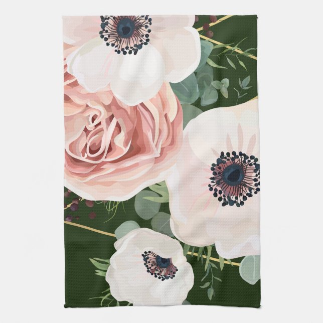 Personalised Kitchen Towel Geometric Garden Hunter (Vertical)