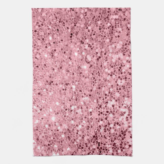 Personalised Kitchen Towel Rose Gold Glitter (Vertical)