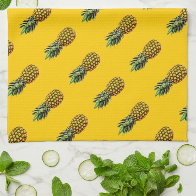 Personalised kitchen towel with pineapple fruit (Folded)