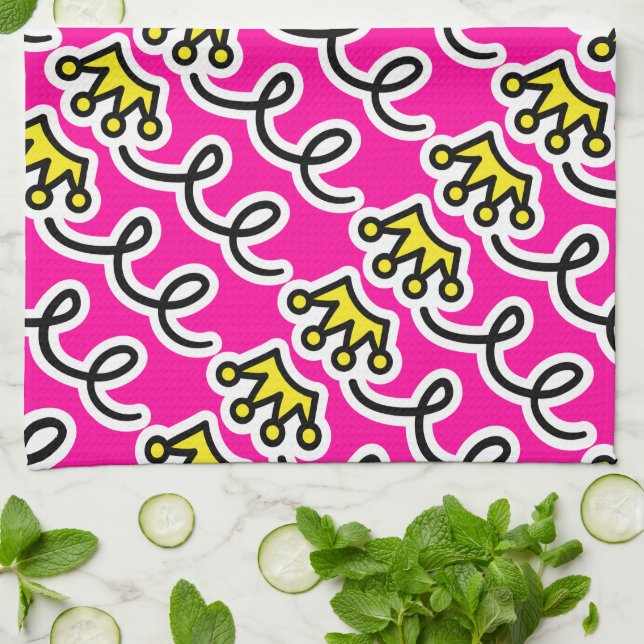 Personalised kitchen towel with princess crown (Folded)