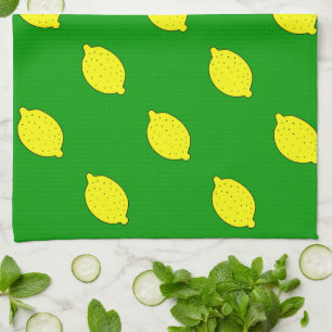 Personalised kitchen towel with yellow lemons