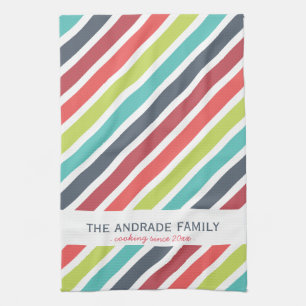 Personalised Kitchen Towels with Stripe Patterns