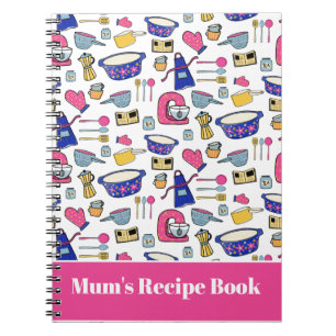 Personalised Kitchen Utensils Pattern Recipe Notebook