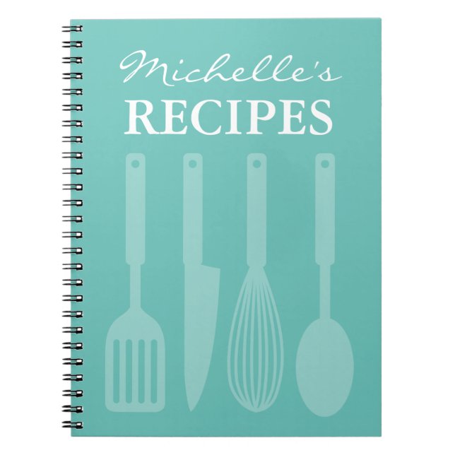 Personalised kitchen utensils recipe book notebook (Front)