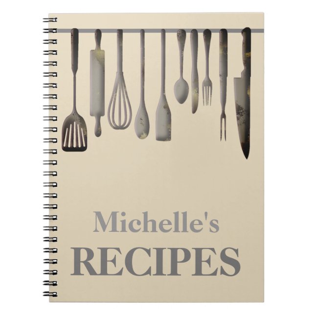 Personalised kitchen utensils recipe notebook (Front)