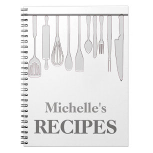 Personalised kitchen utensils recipe notebook