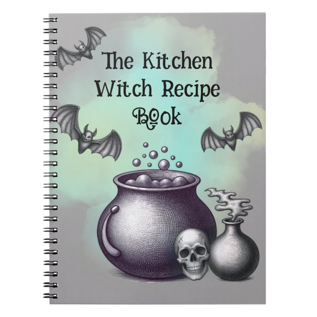 Personalised Kitchen Witch Cauldron Notebook (Front)
