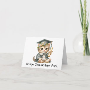 Personalised Kitten Kindergarten Graduation Card