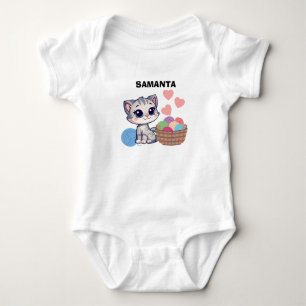  Personalised Kitten & Yarn Baby Bodysuit