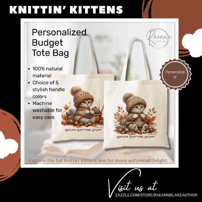 Personalised Knittin' Kittens Budget Tote Bag (Creator Uploaded)