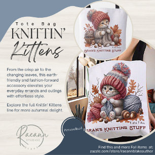 Personalised Knittin' Kittens Tote Bag