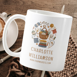 Personalised Knitting and Crochet Business Coffee Mug