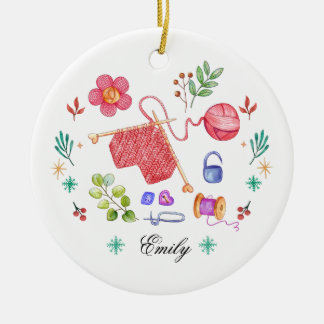 Personalised Knitting Christmas Ornament