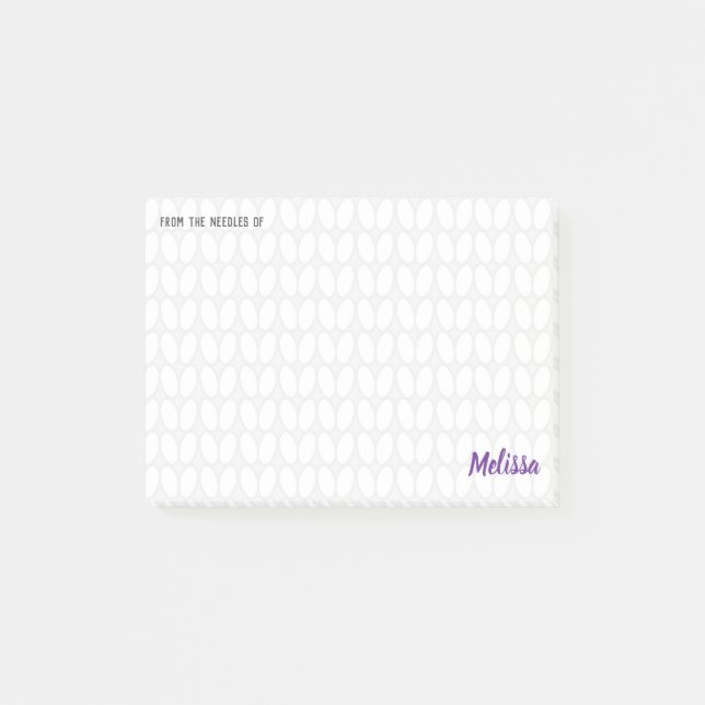 Personalised Knitting Stitch Post-it Notes (Front)