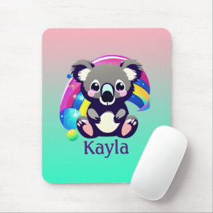 Personalised Koala Bear and Rainbow Mouse Pad