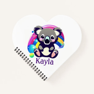 Personalised Koala Bear and Rainbow Notebook