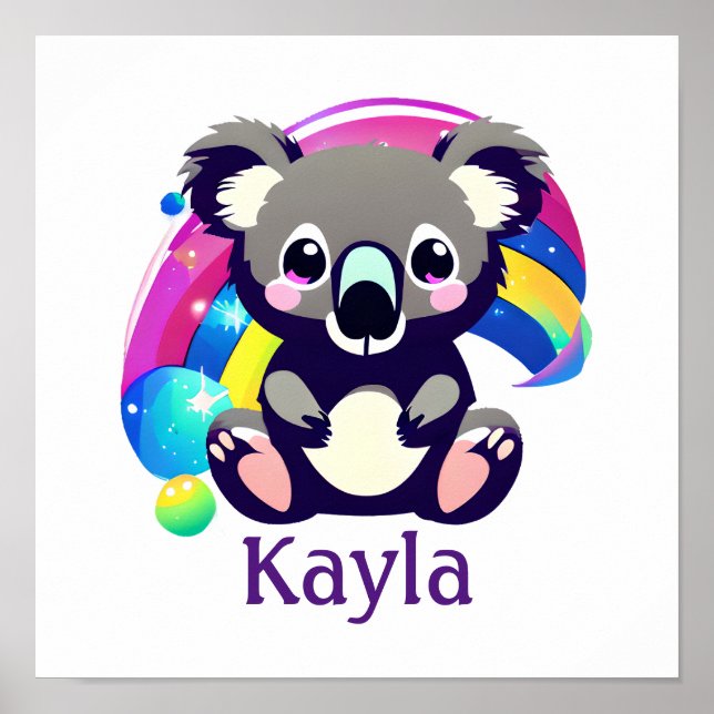 Personalised Koala Bear and Rainbow Poster (Front)