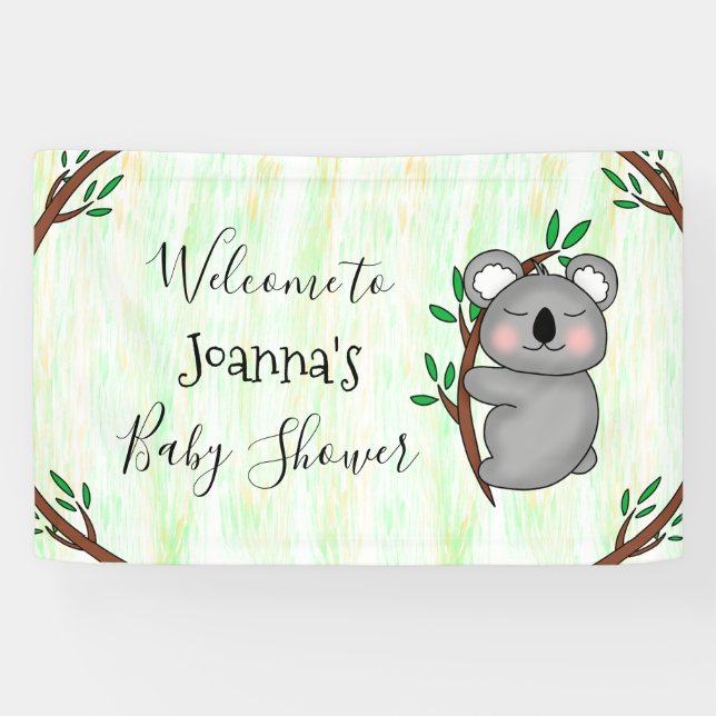 Personalised Koala Bear Baby Shower Banner (Horizontal)