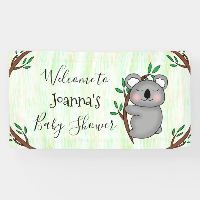 Personalised Koala Bear Baby Shower Banner (Horizontal)