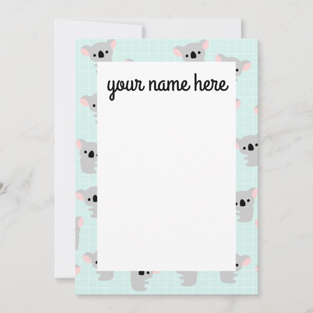 Personalised Koala Bear Notecards (Front)
