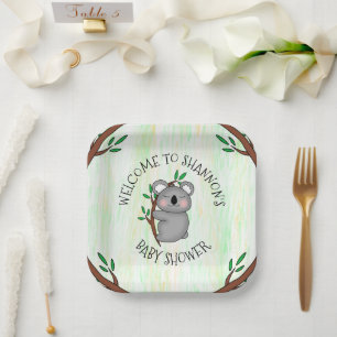 Personalised Koala Bear Themed Baby Shower Paper Plate