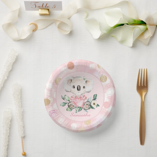 Personalised koala paper plate (Wedding)