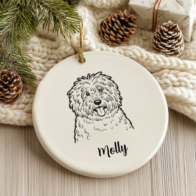 Personalised Komondor Dog Christmas Ceramic Tree Decoration (Creator Uploaded)
