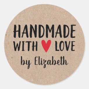 Personalised Kraft Handmade With Love Sticker