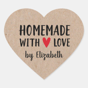 Personalised Kraft Homemade With Love Heart Sticker