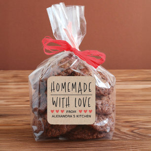 Personalised Kraft Homemade With Love Square Sticker