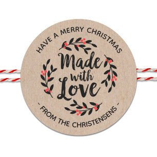 Personalised Kraft Made With Love Classic Round Sticker