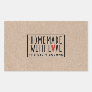 Personalised Kraft Made With Love Rectangular Sticker