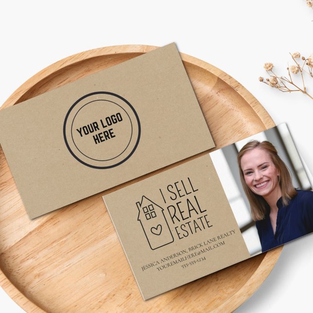 Personalised Kraft Paper I Sell Real Estate Photo Business Card (I Sell Real Estate Business Card)