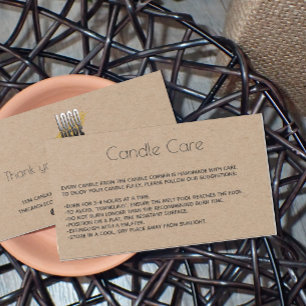 Personalised Kraft Paper Logo Candle Care Card  