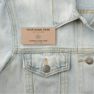 Personalised Kraft Style 3" X 1.5" Rectangle Name Tag