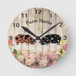 Personalised KuneKune Pig Farm Round Clock