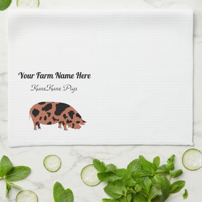 Personalised KuneKune Pig Tea Towel (Folded)