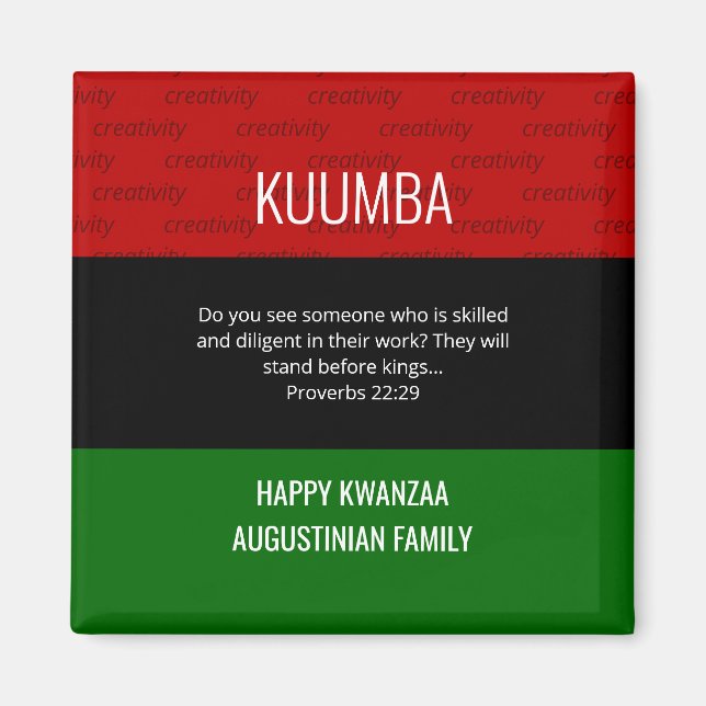 Personalised KUUMBA Happy Kwanzaa  Magnet (Front)