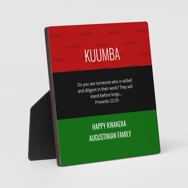 Personalised KUUMBA Happy Kwanzaa plaque  (Front)
