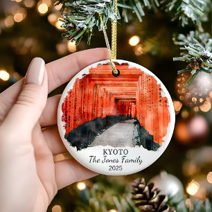 Personalised Kyoto Ornament, Japan Gift Ceramic Tree Decoration