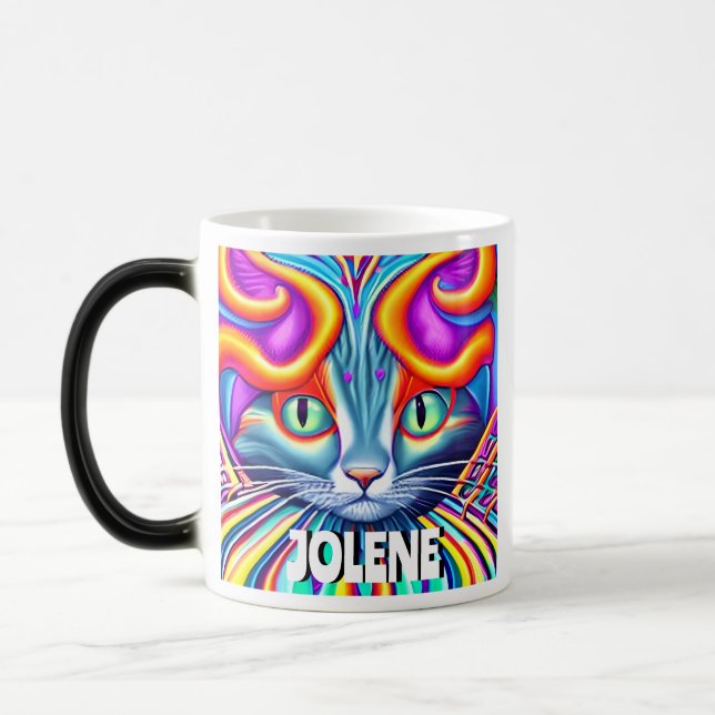 Personalised Label | Unique Mystical Kitty Cat Magic Mug (Left)